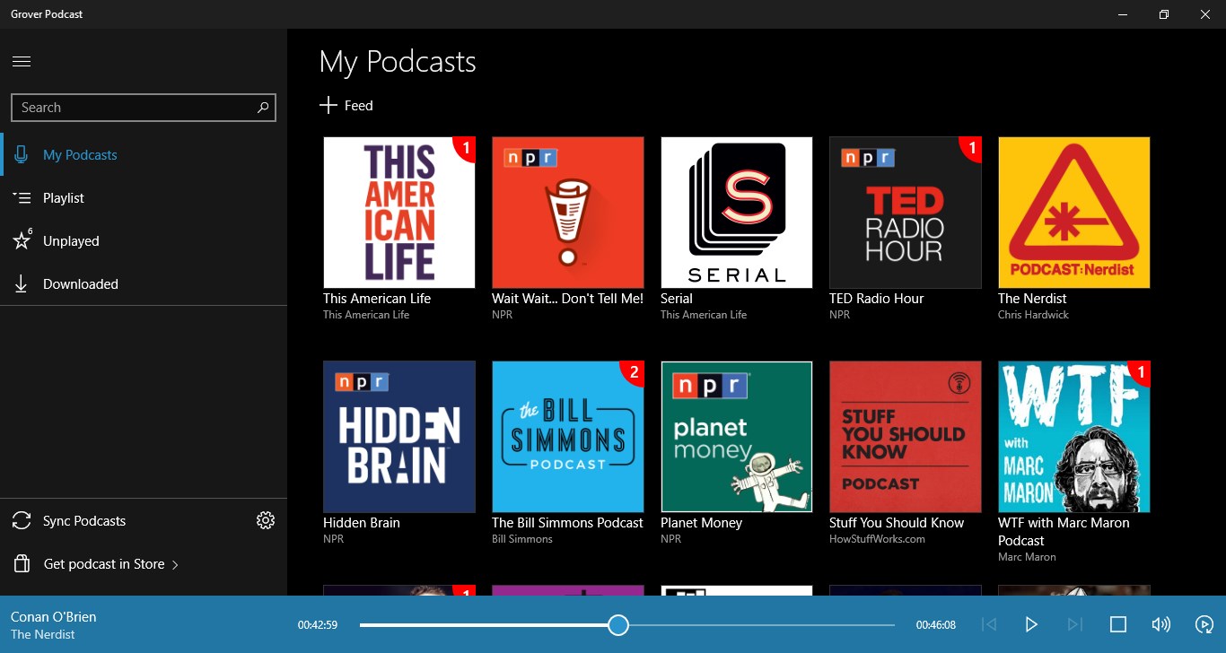 Grover Podcast for Windows 10