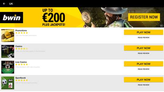 Bwin Casino Mobile screenshot 1