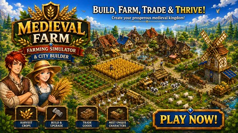 Medieval Farm - Farming Simulator and City Builder
