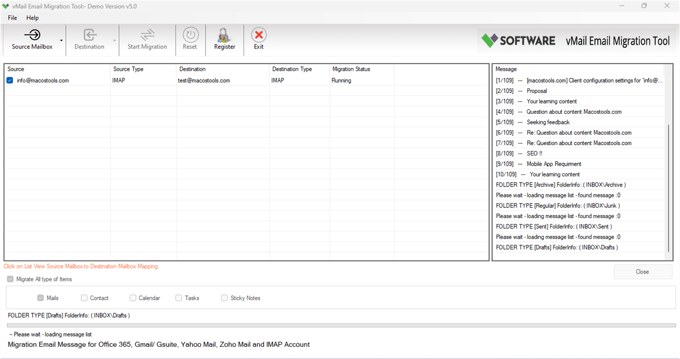 #5. Email Migration Tool - Tenant to Tenant Migration (Windows) By: VSOFTWARE