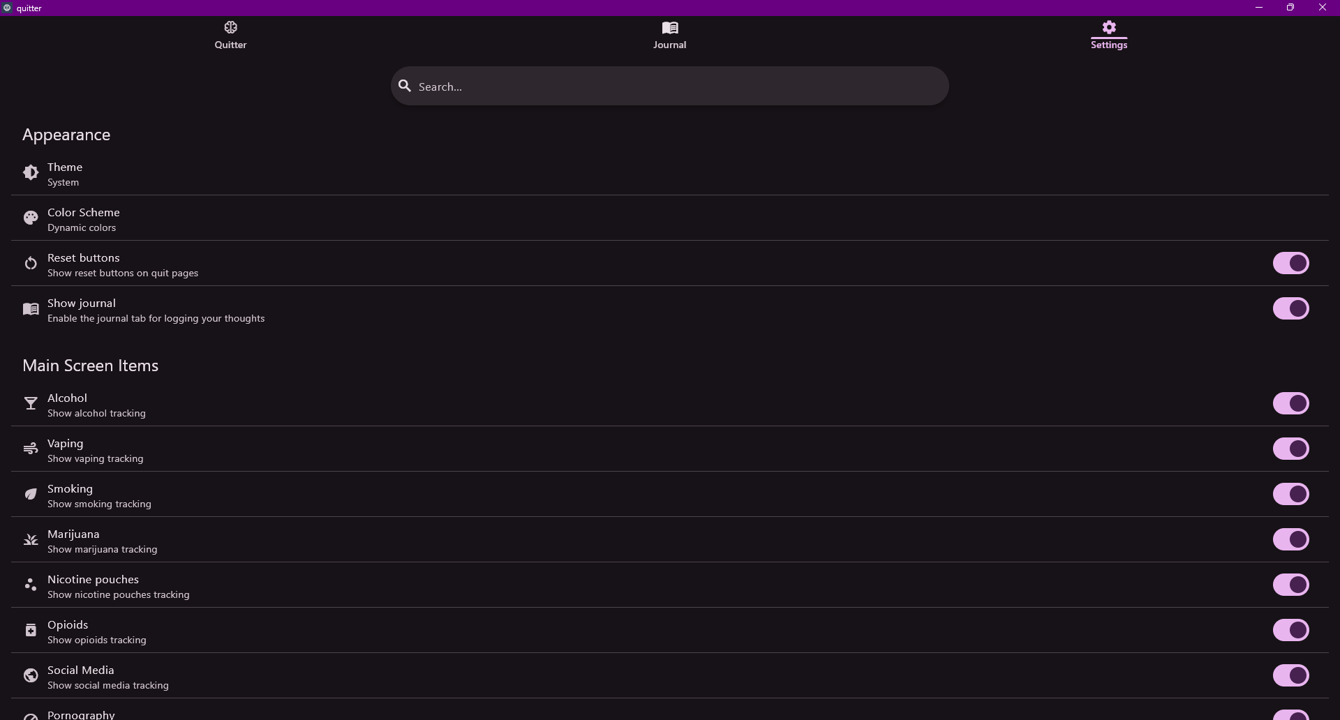 Quitter - Addiction recovery tracker screenshot