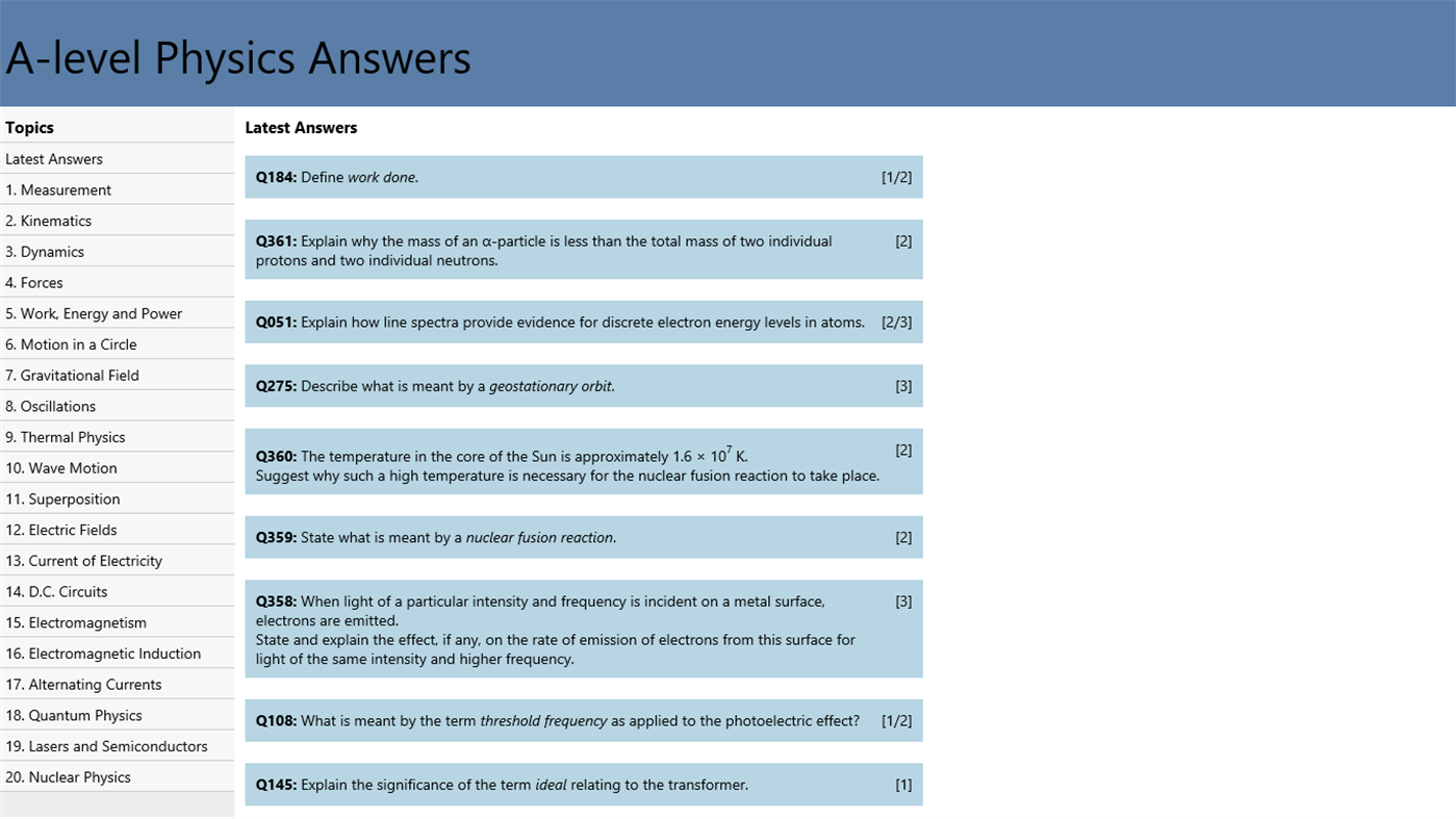 #1. A-level Physics Answers (Windows) Podle: leehy