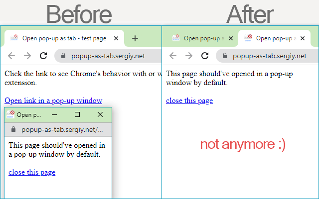 Open link in same tab, pop-up as tab