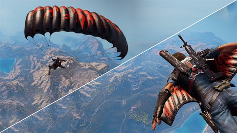 Flammen-Wingsuit- und Fallschirmskins