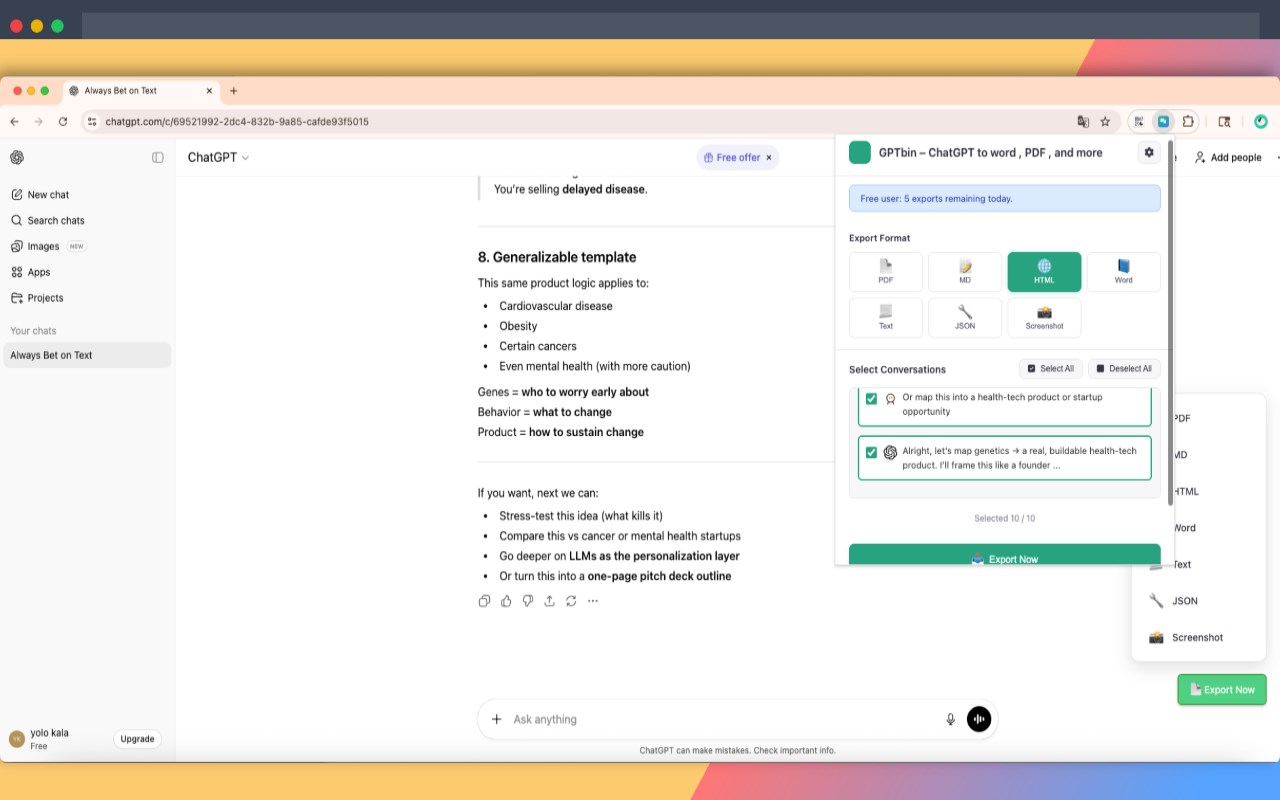 GPTbin – ChatGPT to word , PDF , and more