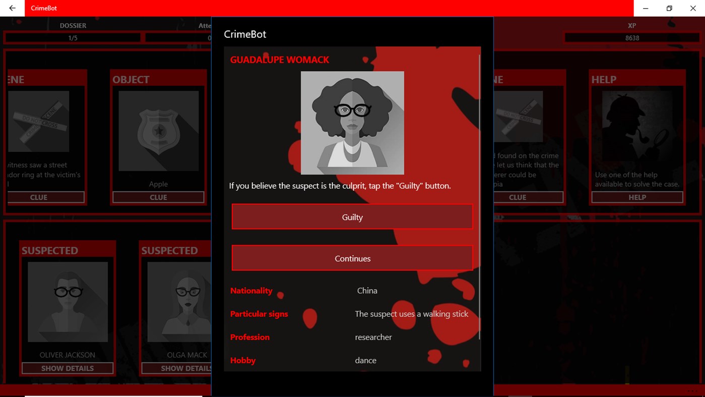 #4. Criminal Investigation - Detective Game CrimeBot (Windows) Podle: Andrea Testa