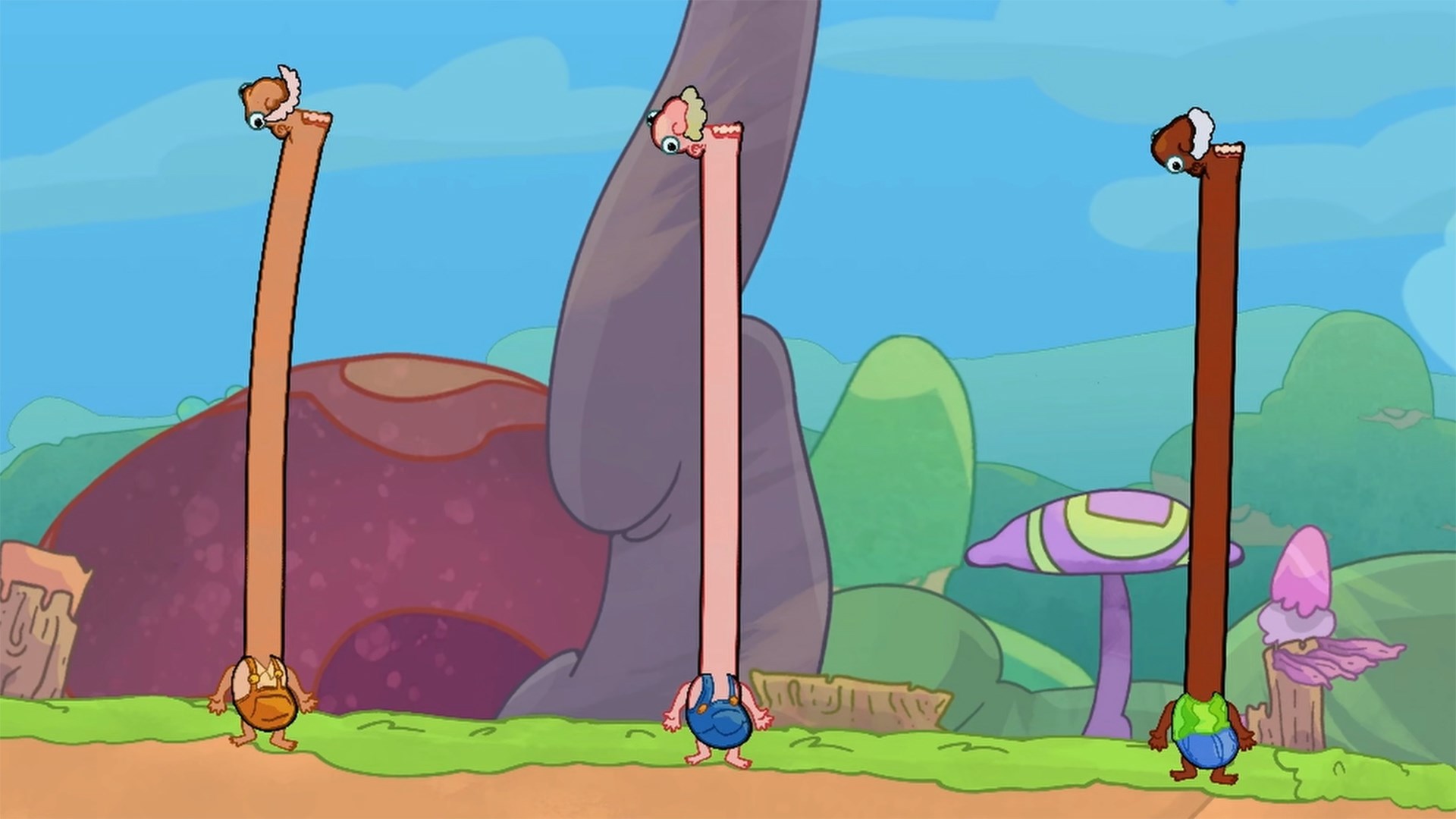 3 Esophaguys with necks held high