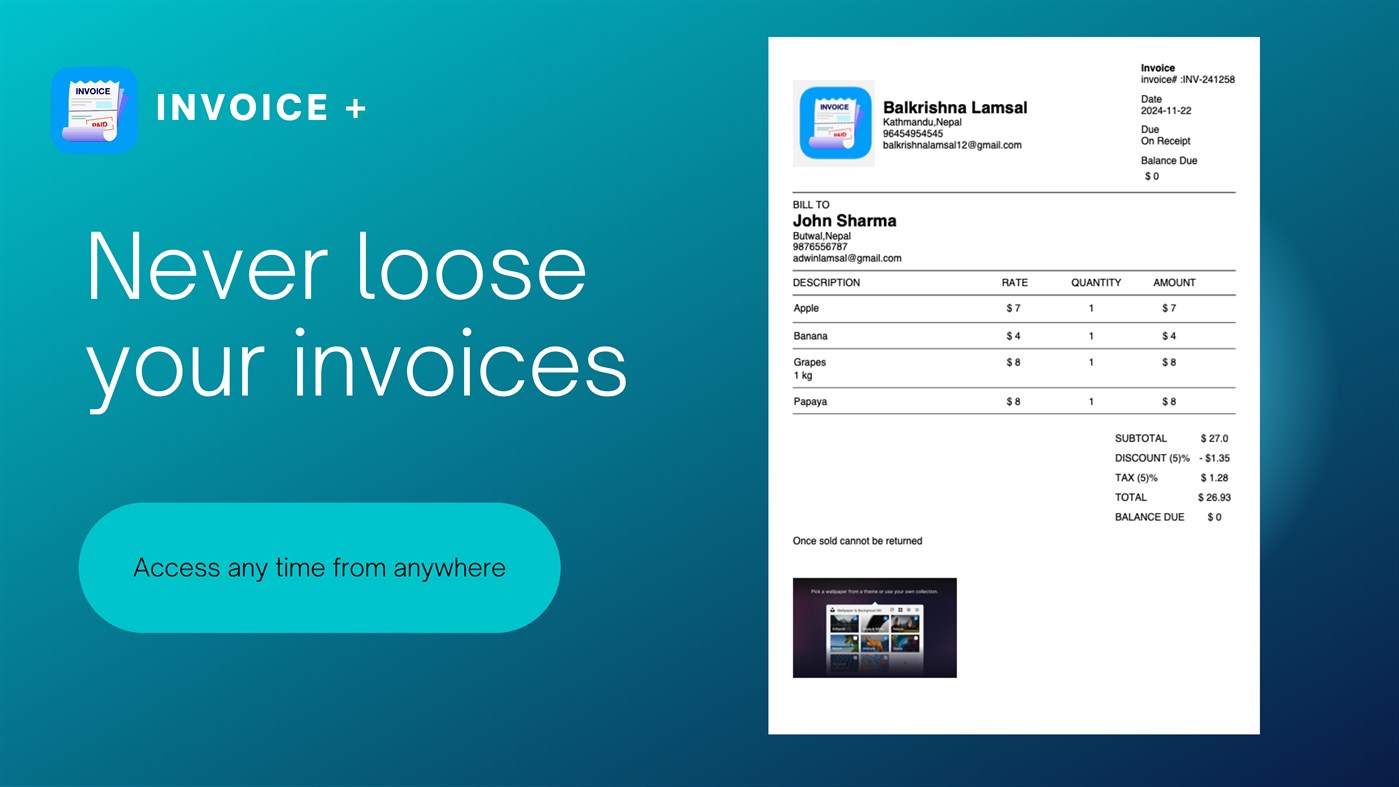 #2. Invoice + (Windows) 来自: A to Z
