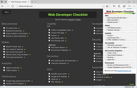 Web Developer Checklist Screenshots 1