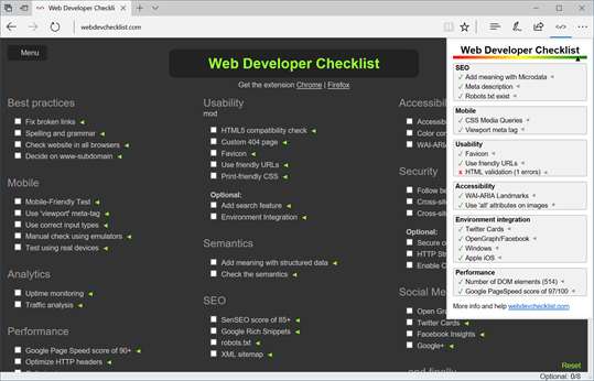 Web Developer Checklist screenshot 1