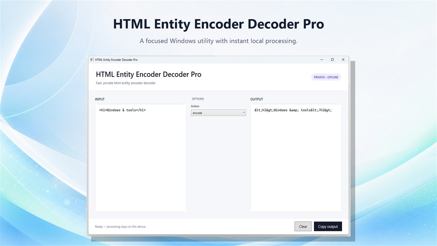 #2. HTML Entity Encoder Decoder Pro (Windows) Tekijänä: Luzala Studio