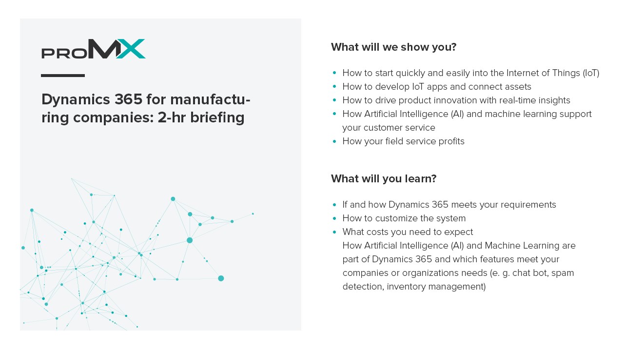 Snapshot 2 of Dynamics 365 for manufacturing: 2-hr briefing