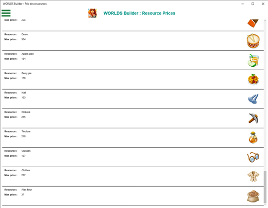WORLDS Builder : Resource Prices screenshot 5