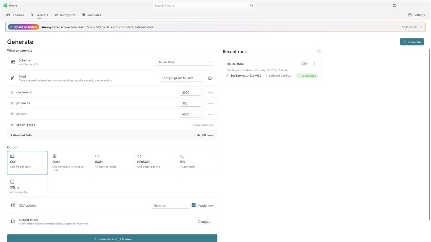 #5. Fixture - Test Data Generator (Windows) Door: Illusanato