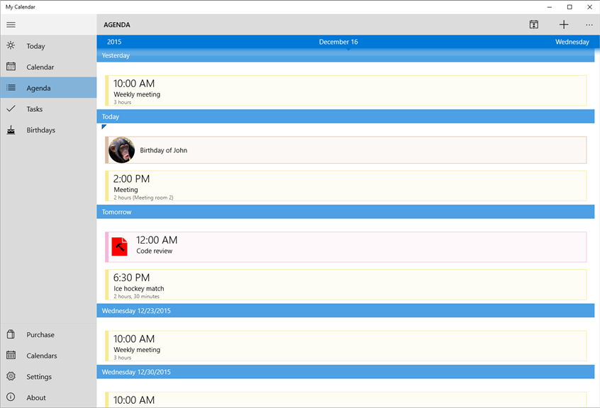 My Calendar - Microsoft Apps