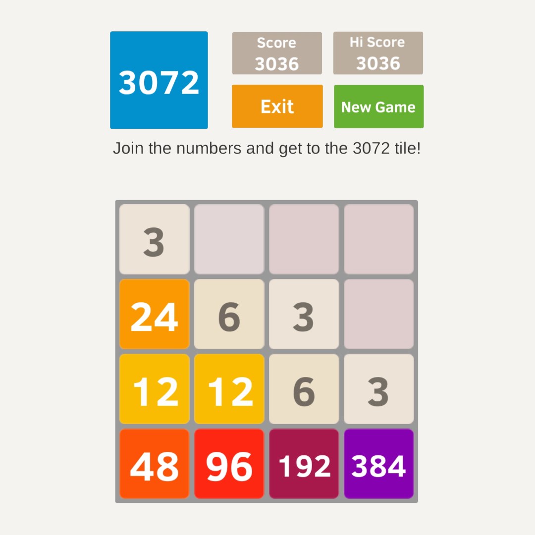 2048 odd numbers 3+3 max