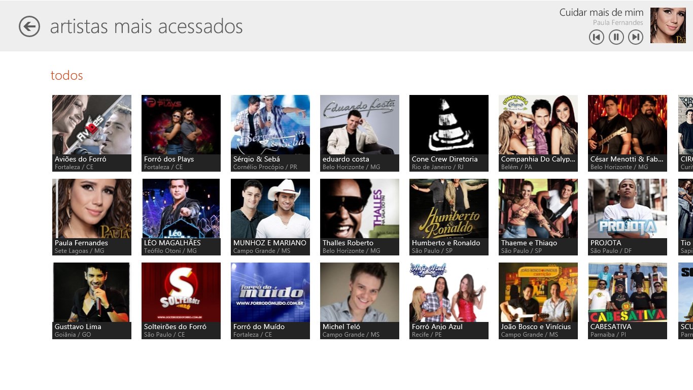 Veja os artistas mais acessados
