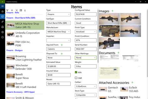 Firearms Inventory Screenshots 1