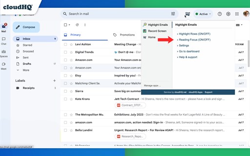 Highlight Emails in Gmail by cloudHQ - Color Code Your Inbox