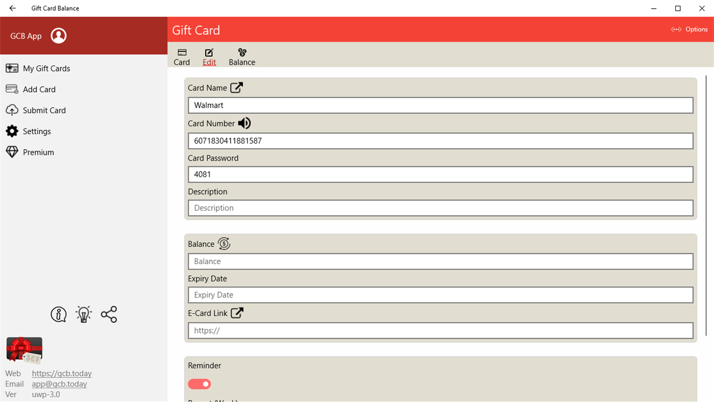 #6. Gift Card Balance+ (Windows) By: Aifen App
