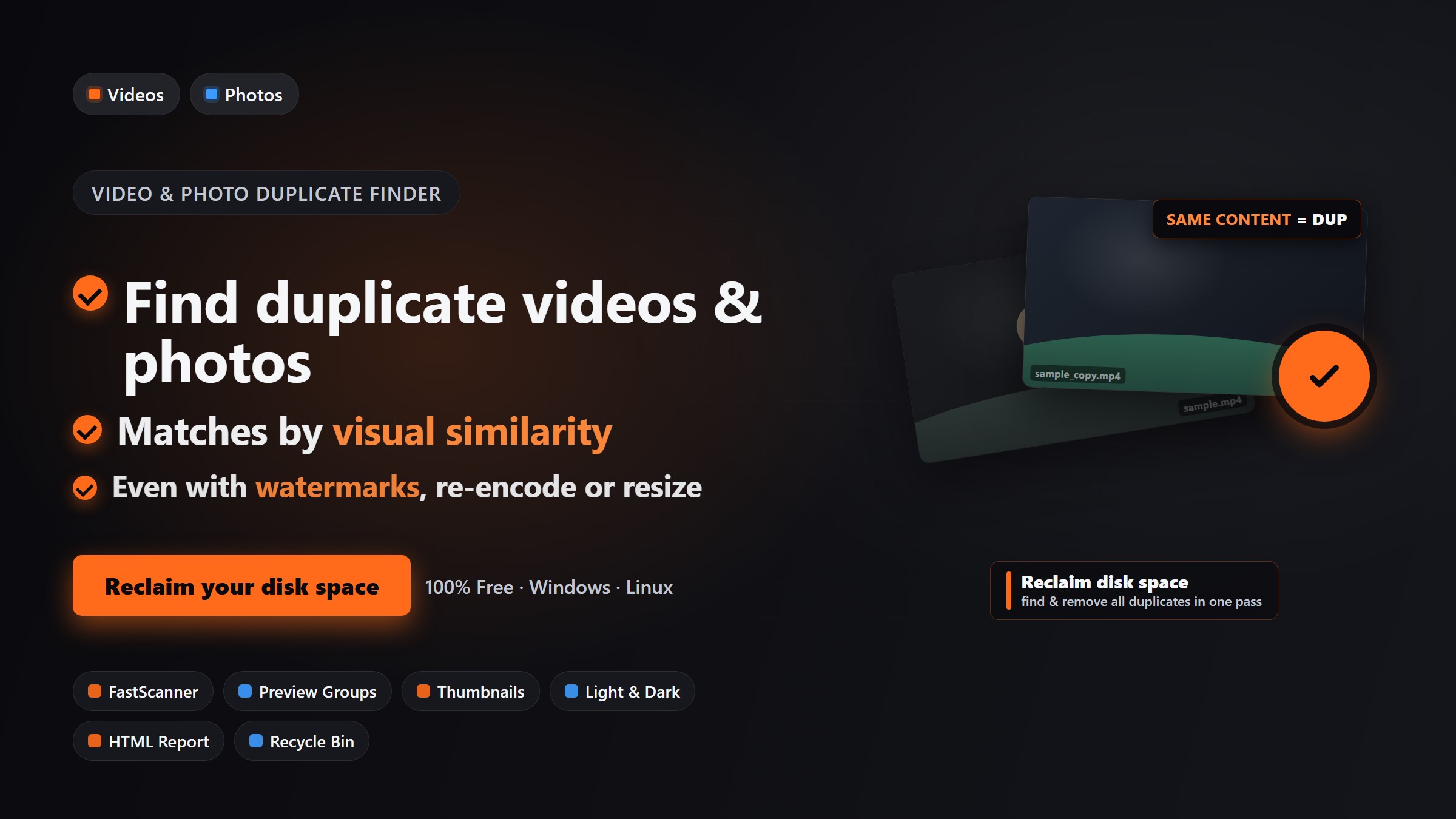 Free Duplicate Finder - Videos and Photos screenshot