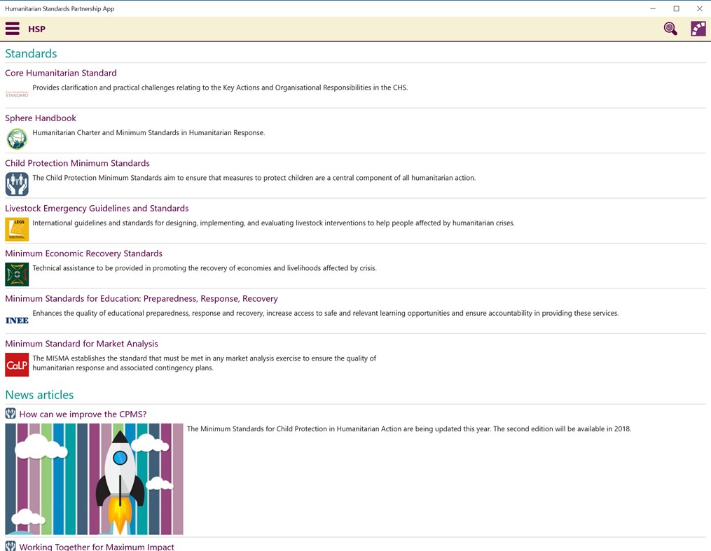 #1. Humanitarian Standards Partnership App (Windows) 由: Data Nirvana