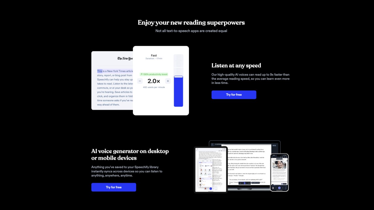 Snapshot 2 of Speechify Text to Speech