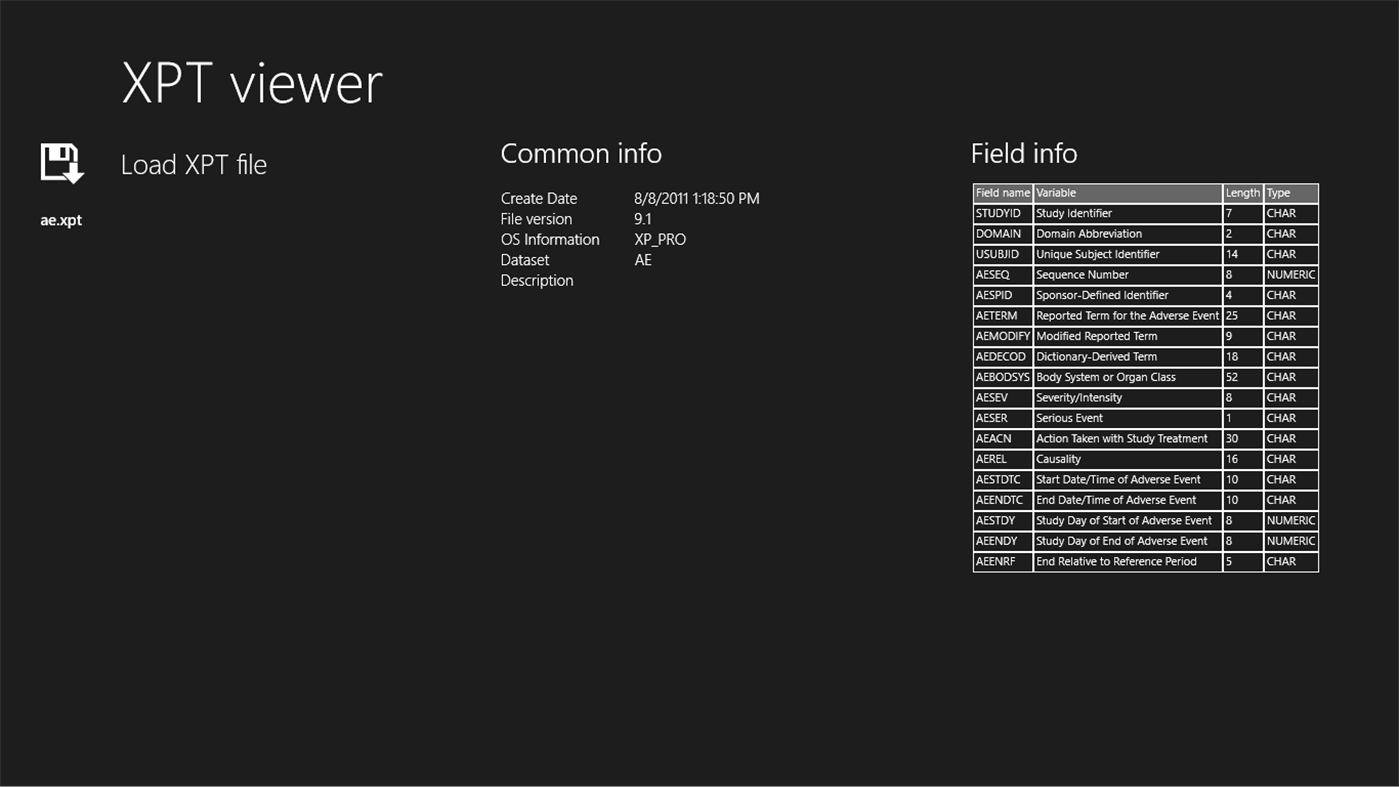 #3. XPT (SAS transport) viewer (Windows) 来自: IDV