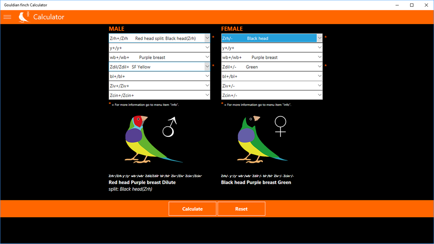 #1. Gouldian finch Calculator (Windows) بواسطة: Wilco van Ee
