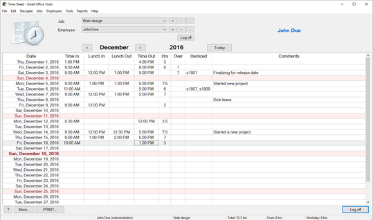 Time Sheet - Small Office Tools screenshot 1