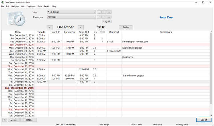 Time Sheet - Small Office Tools - PC - (Windows)