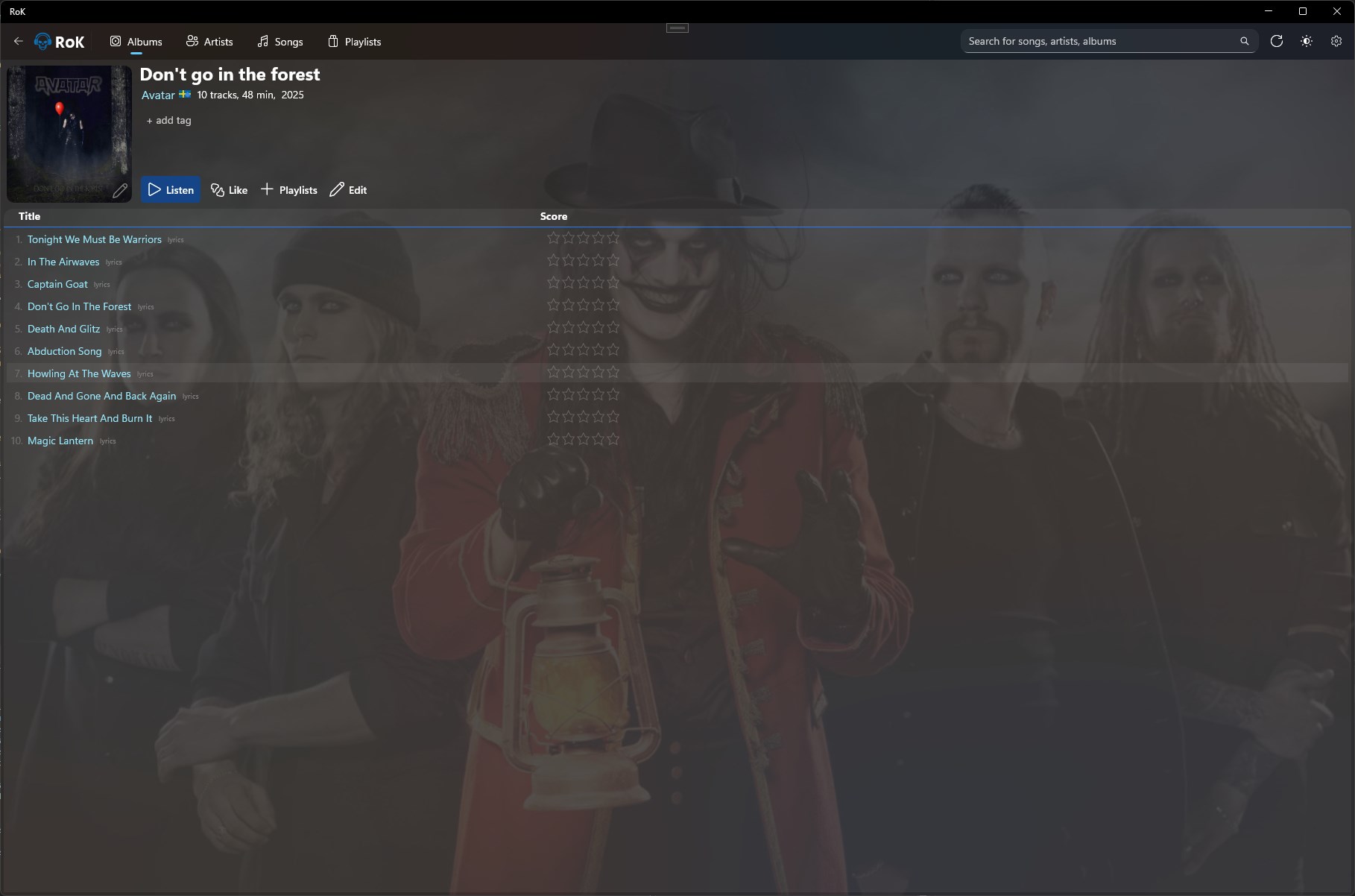 Rok musicplayer screenshot