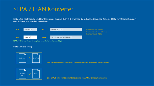 SEPA / IBAN Konverter screenshot 1