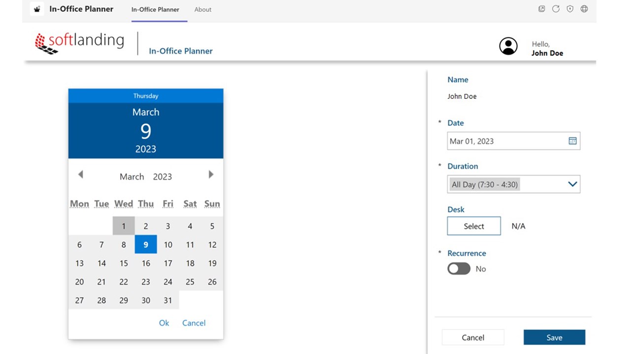 Snapshot 2 of In-Office Planner Power Apps Development