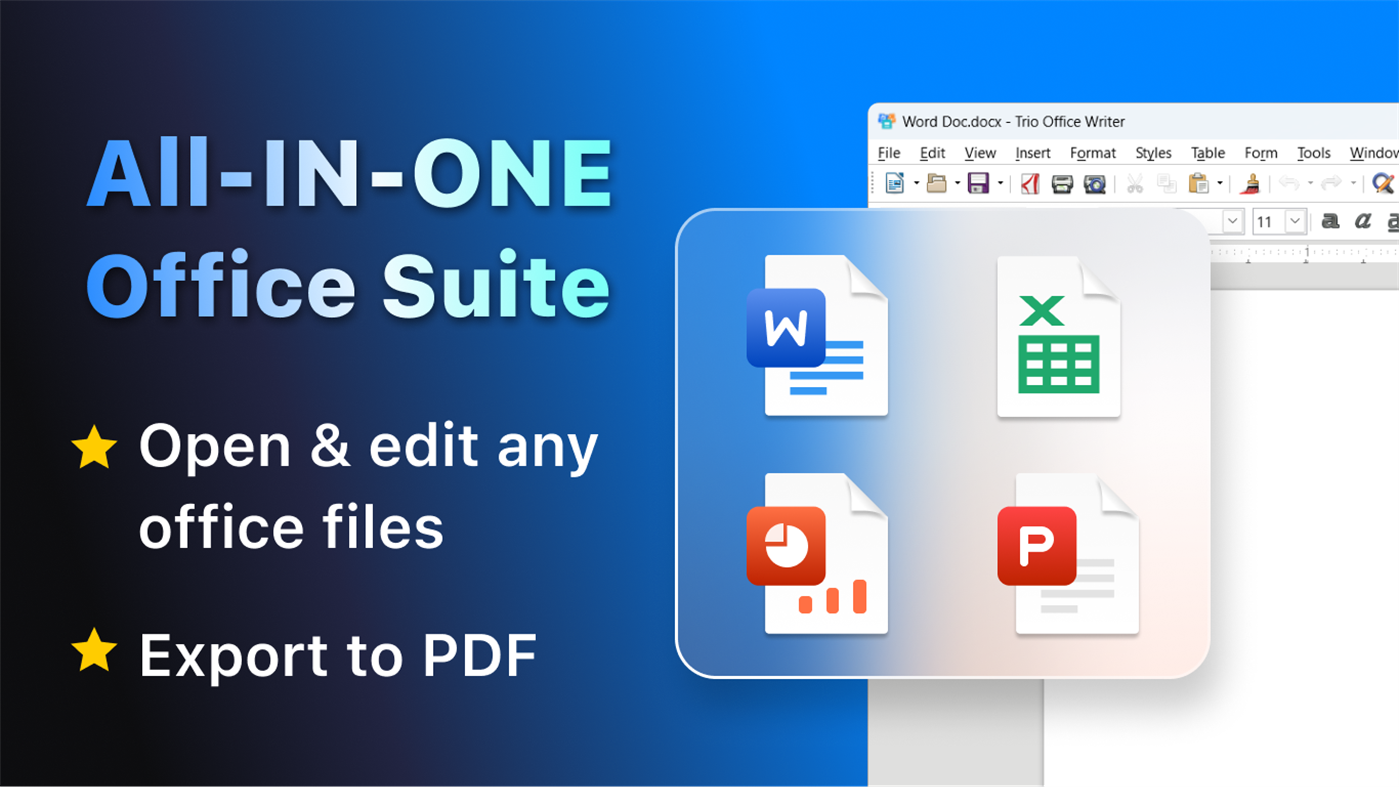 #4. Trio Office: DOCX & XLSX Editor (Windows) Podle: GT Office PDF Studio