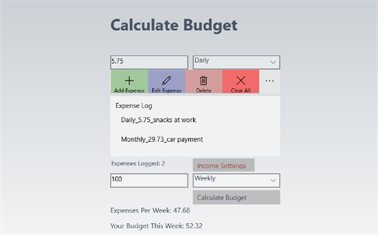 Calculate Budget screenshot 2