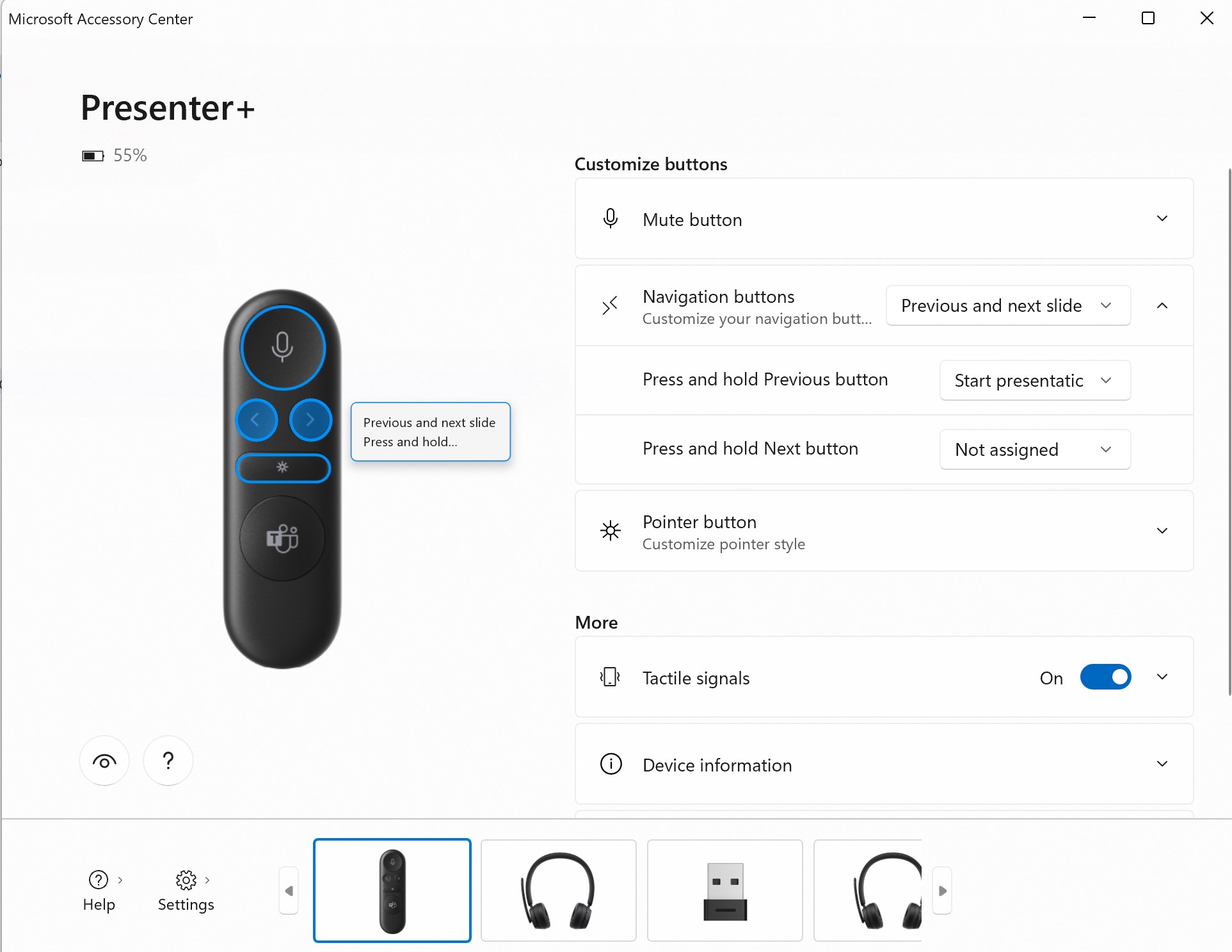 Microsoft Accessory Center Screenshot