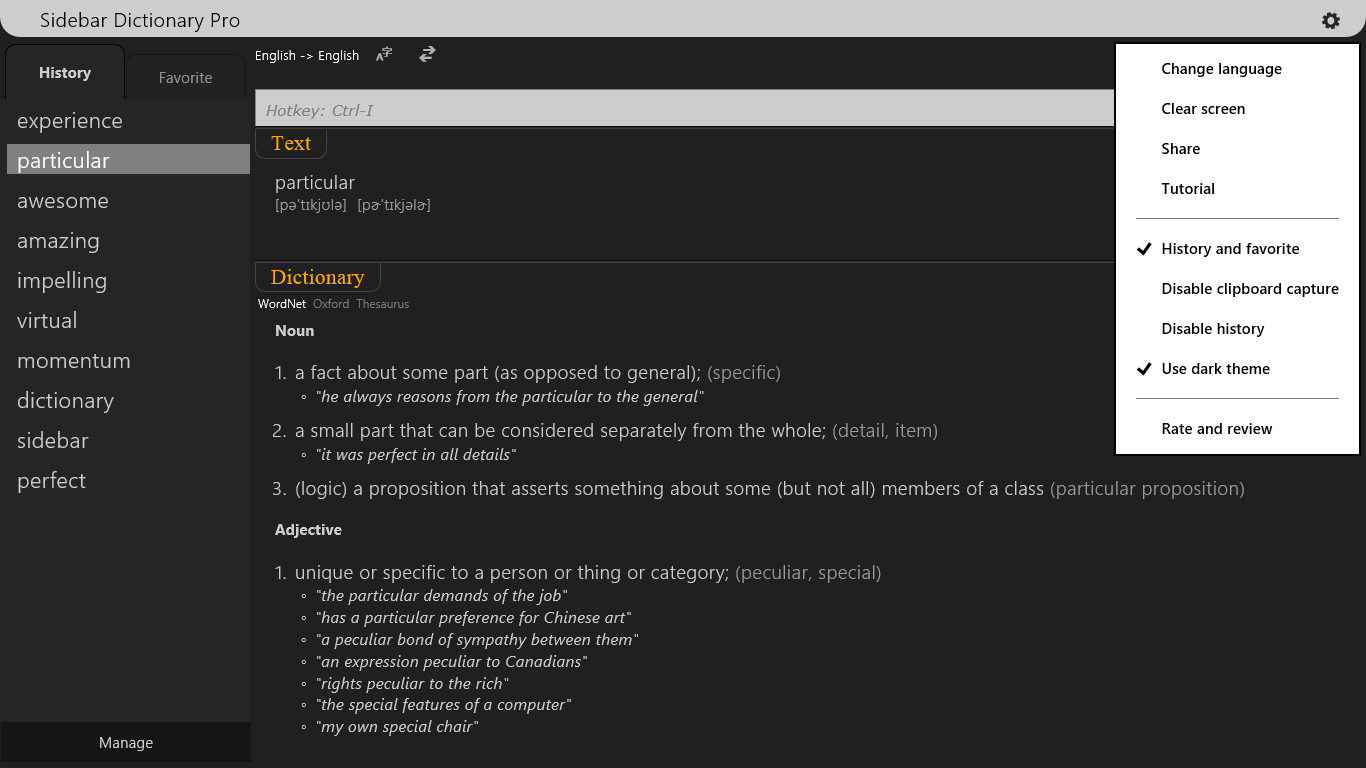 Sidebar Dictionary Pro for Windows 10