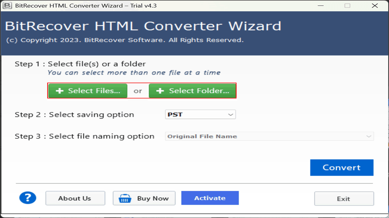 Snapshot 2 of BitRecover HTML Converter