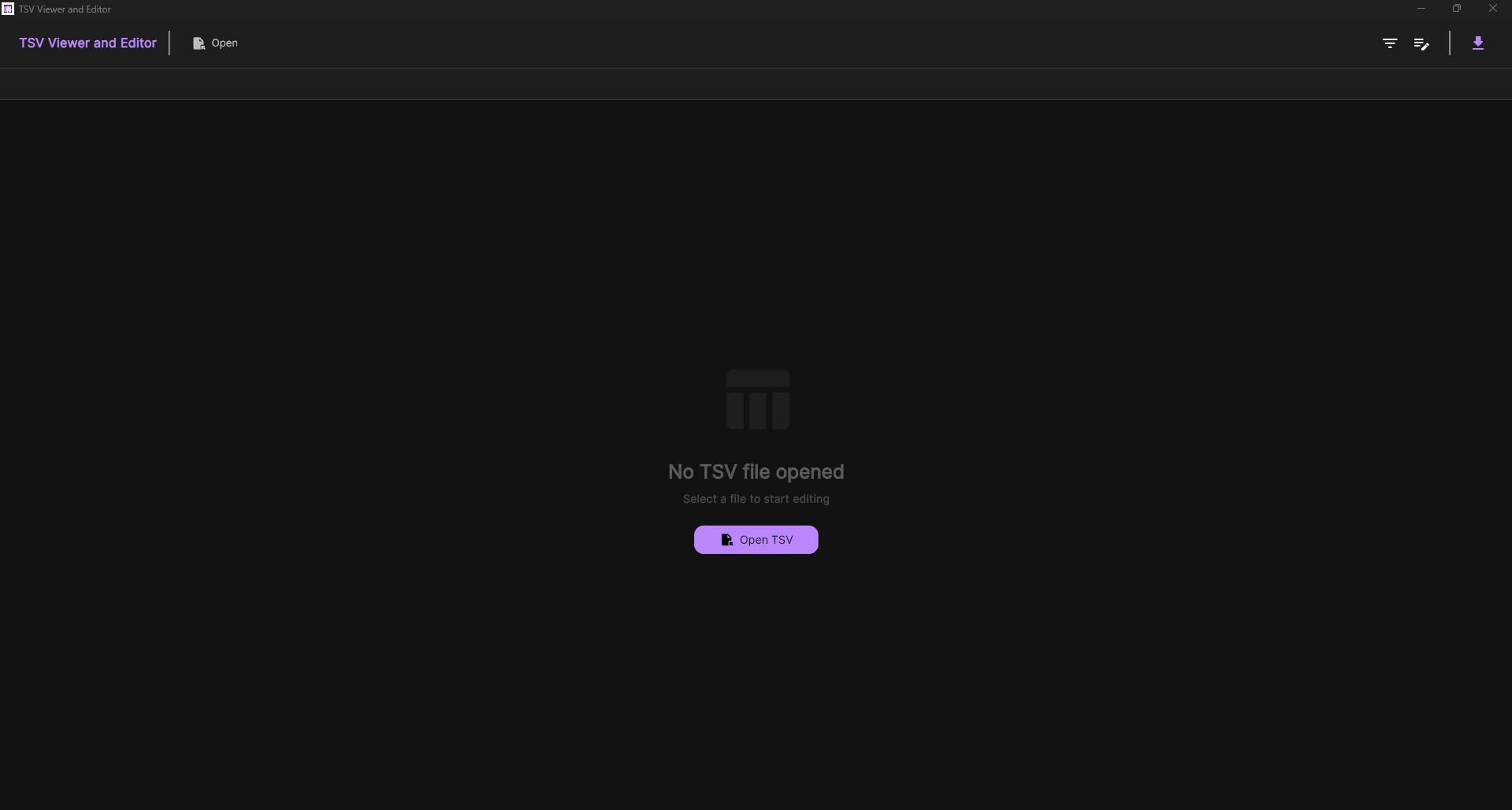 TSV Viewer and Editor screenshot