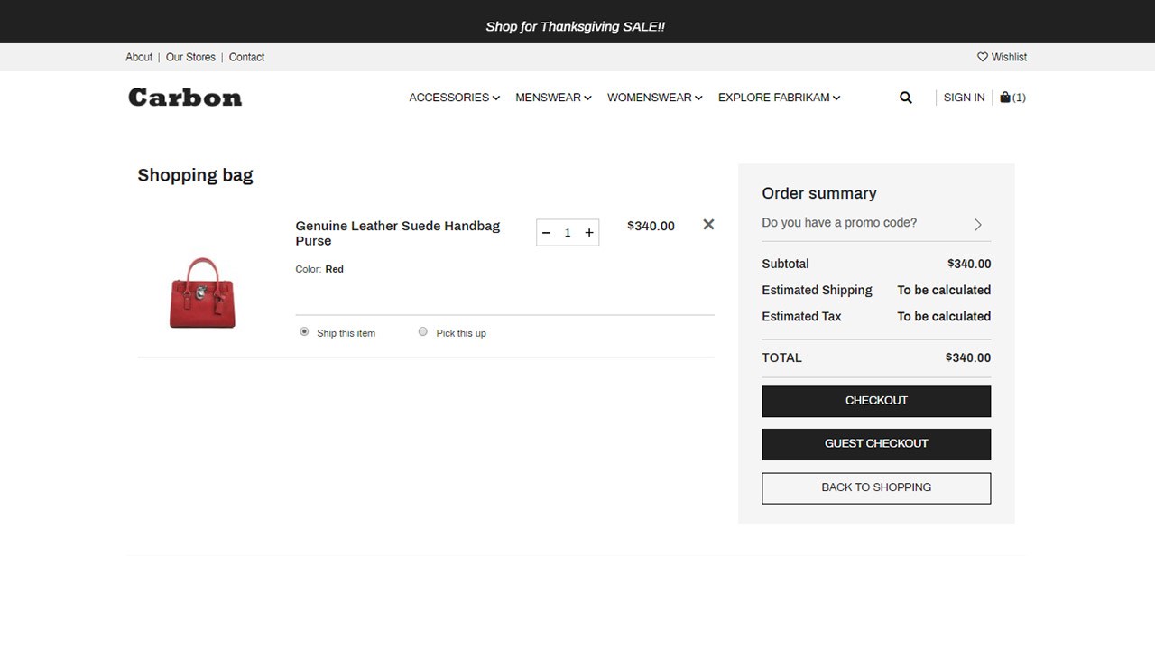 Snapshot 5 of Carbon Theme for Dynamics 365 Commerce