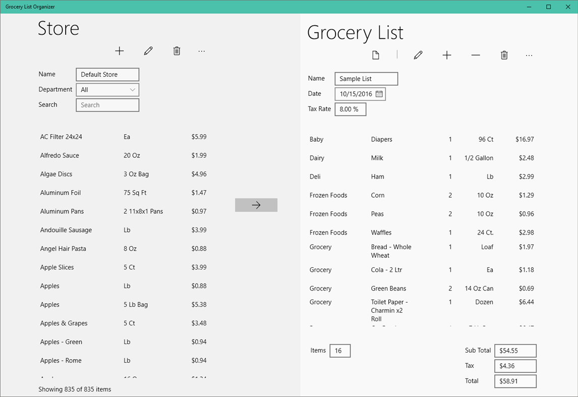 #1. Grocery List Organizer (Windows) Göre: Michael G