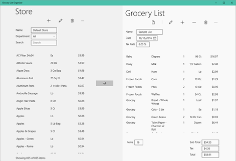 Grocery List Organizer Screenshots 1