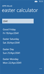 Easter Calculator screenshot 2