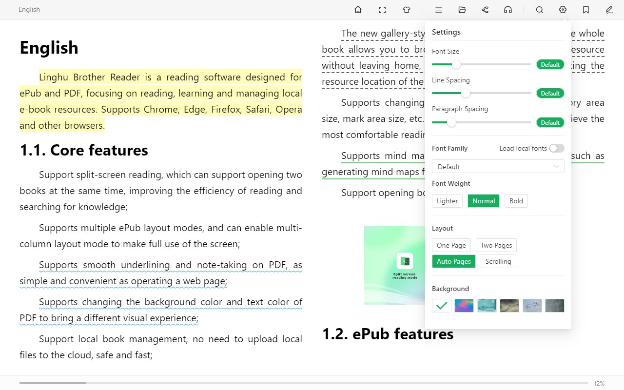 LinghuBros Reader for ePub and PDF,supports mind map and TTS