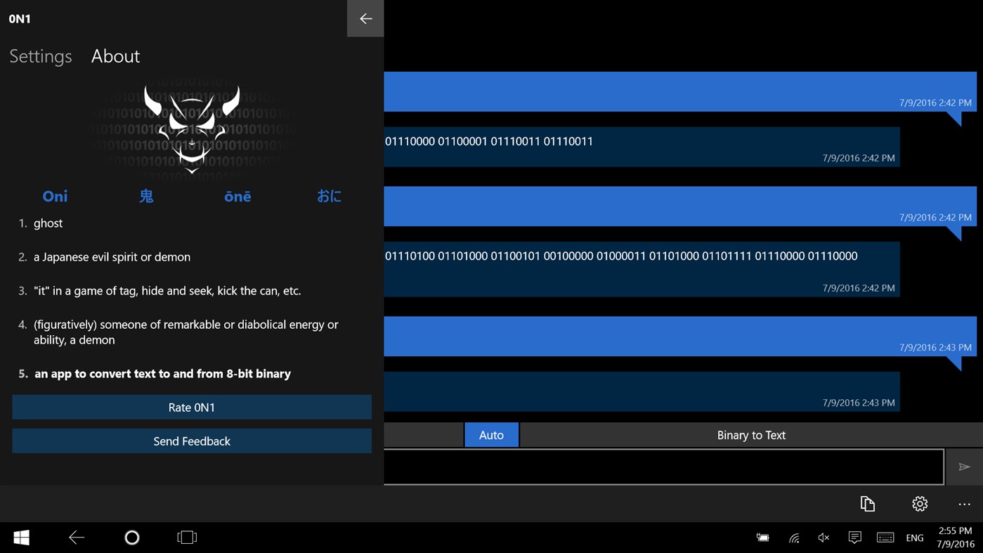 #2. 0N1: Binary Converter (Windows) 由: Sinime