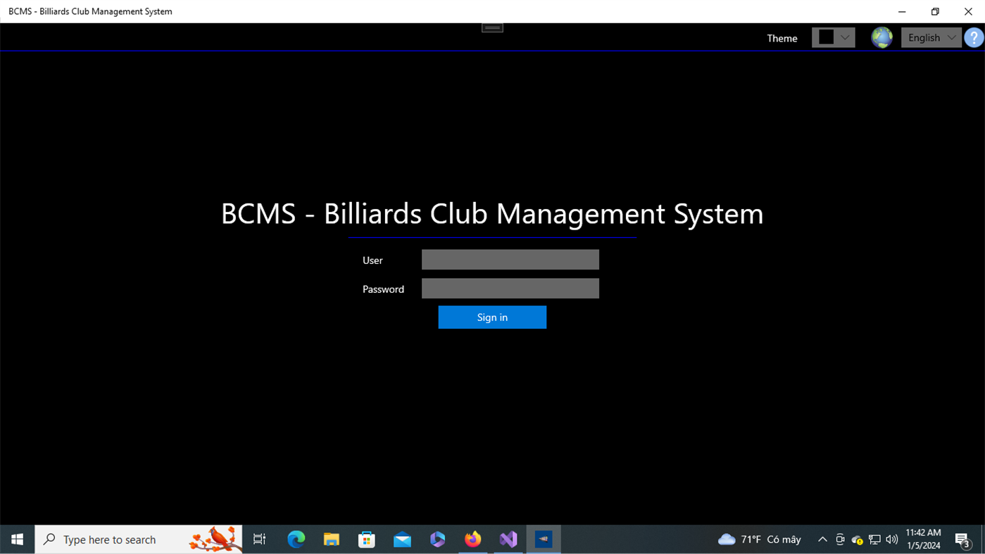 #1. BCMS - Billiards Club Management System (Windows) โดย: hoangdangal