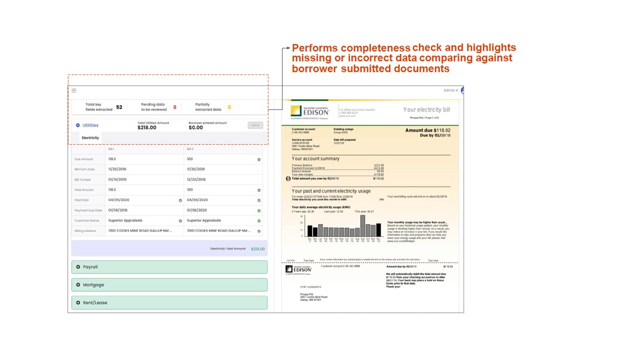 Snapshot 2 of Cleareye.ai PPP Loan Forgiveness Processing Engine