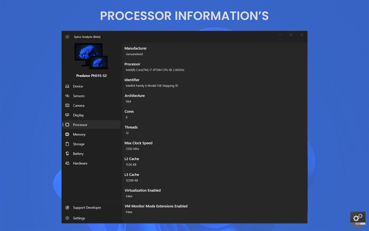 #2. Specs Analysis (Beta) (Windows) 由: Aathif Mahir