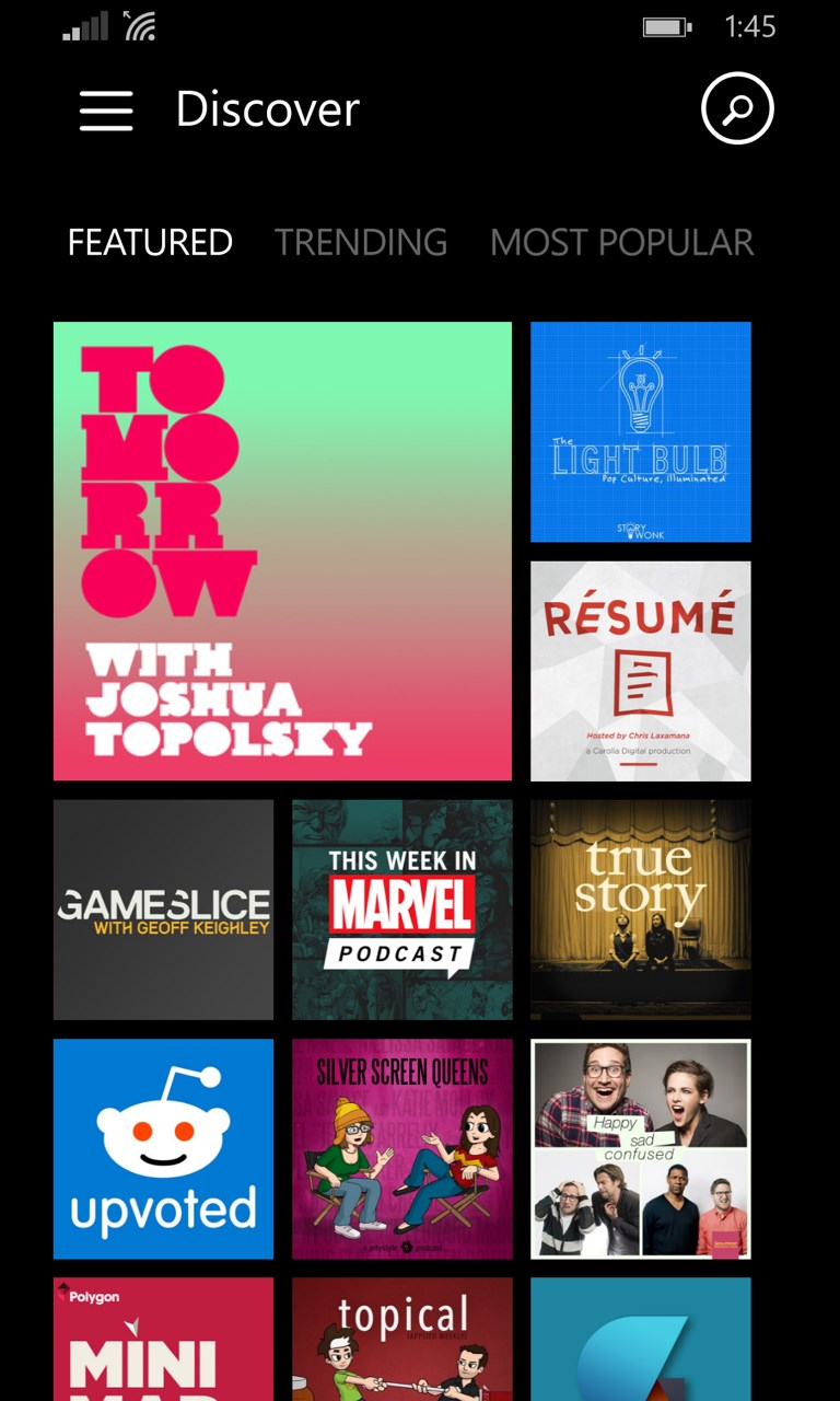 Pocket Casts for Windows 10 Mobile
